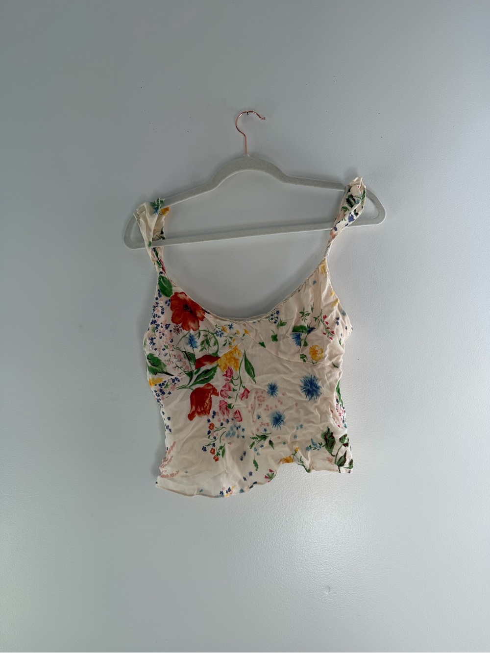 Reformation Floral Tank Top with Ruffle Straps